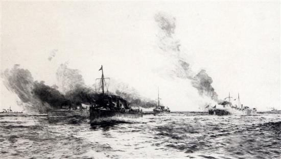 William Lionel Wyllie (1851-1931) WWI Destroyers 6.75 x 11.75in.